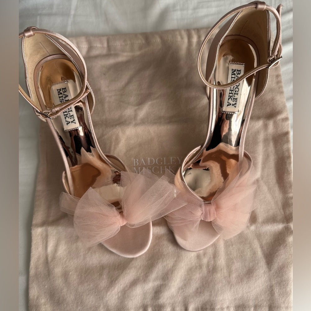 Badgley Mischka Blush Bow Ankle Heel (Brand new)